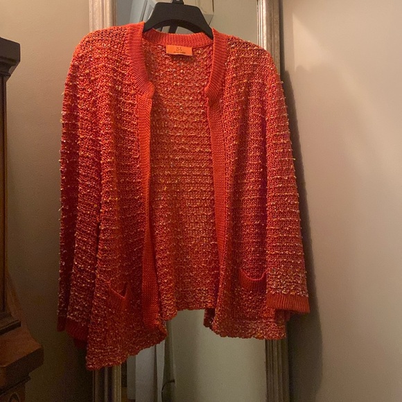 Swap Inside -Orange crochet open knit sweater cardigan size XL - Picture 13 of 13